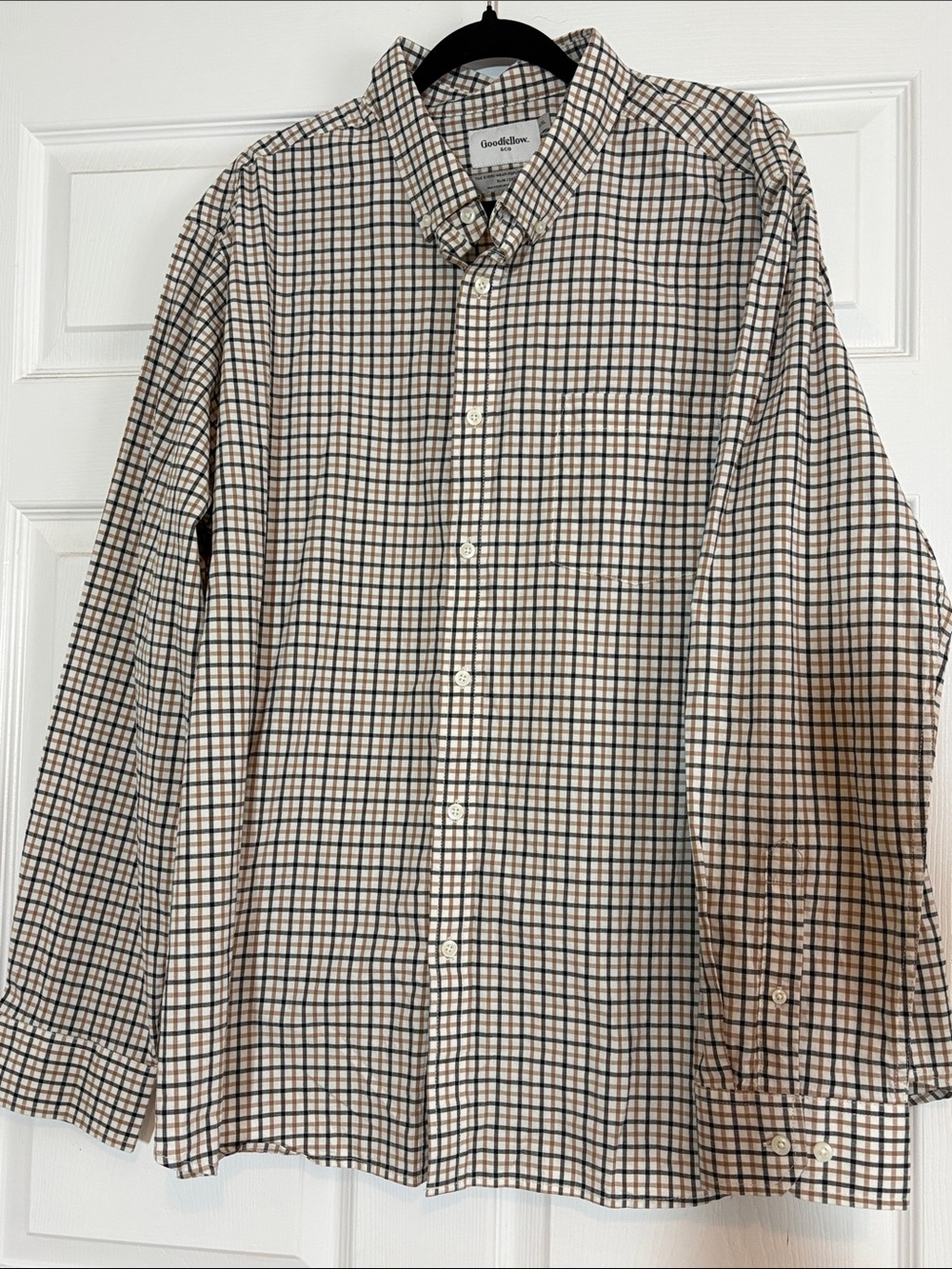 Goodfellow & Co Poplin Button Up Plaid Mens XXL Shirt